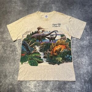 Vintage Niagara Falls Dinosaur Graphic T shirt Men's M 20 Million BC Made USA